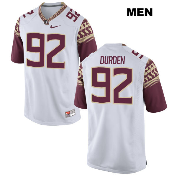 Men's NCAA Nike Florida State Seminoles #92 Cory Durden College White Stitched Authentic Football Jersey EHO0869JO